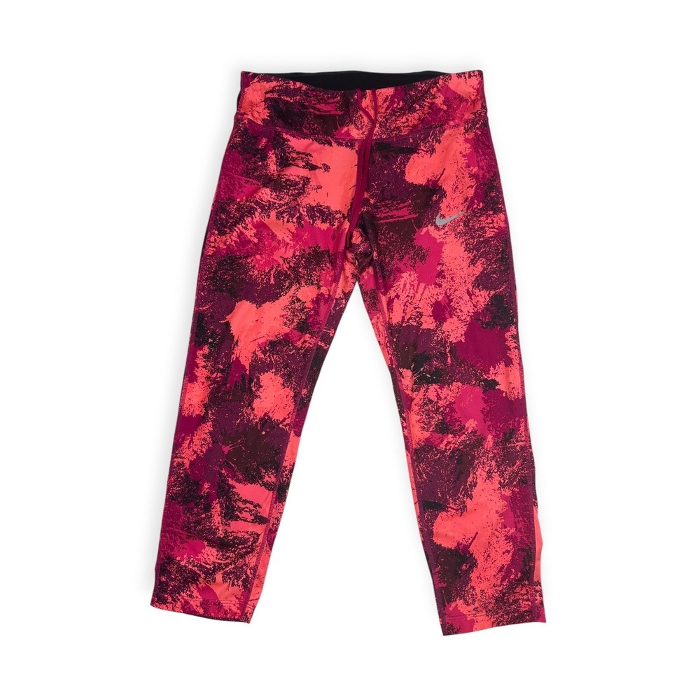 Nike Dri-FIT Running Leggings Pink Abstract Splash Excellent Medium Womens